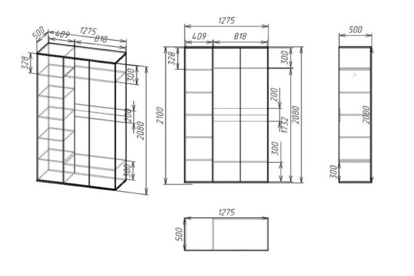 Размеры шкафа распашного шкафа