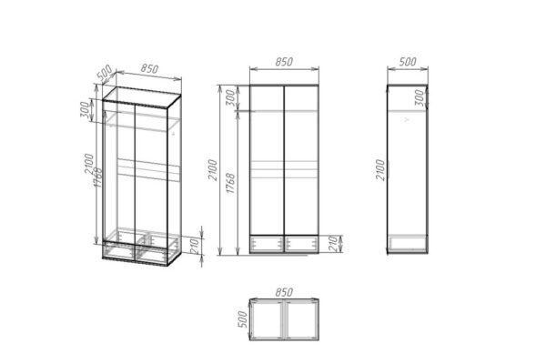 Размеры шкафа распашного шкафа